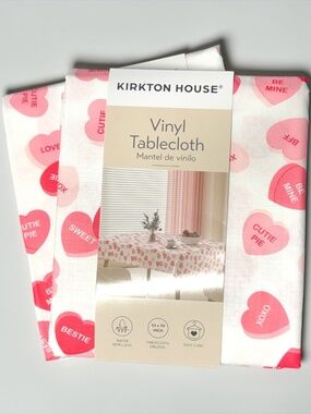 Kirkton House Valentine Tablecloth Heart Print Vinyl Tablecloth Waterproof Cute